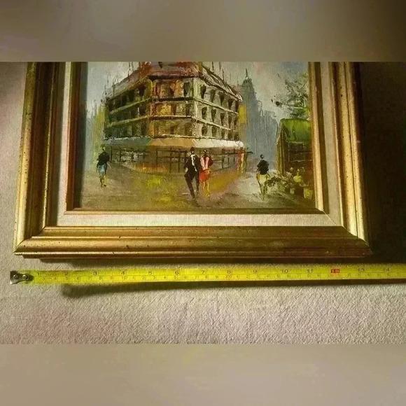 🎨 Cityscape Street Scene Impressionist  Oil on Canvas Framed Painting - Picture 14 of 14